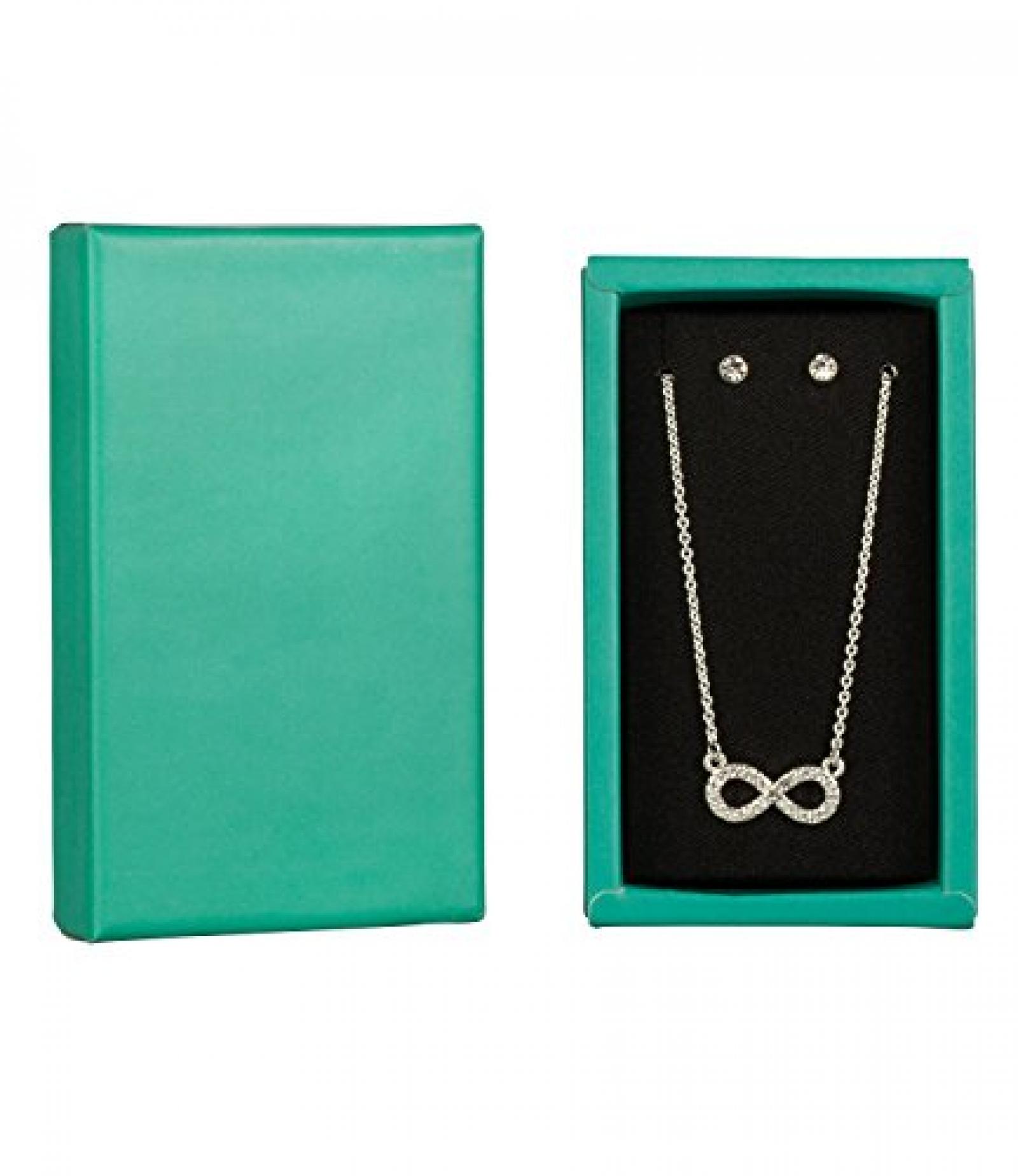 SIX "Xmas Sets" Geschenk Box mit Kette & Ohrsteckern, silber, Strass, Infinity (388-237) 